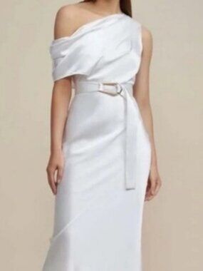 palms pleated satin midi dress Acler Palms Pleated Satin Midi-Dress